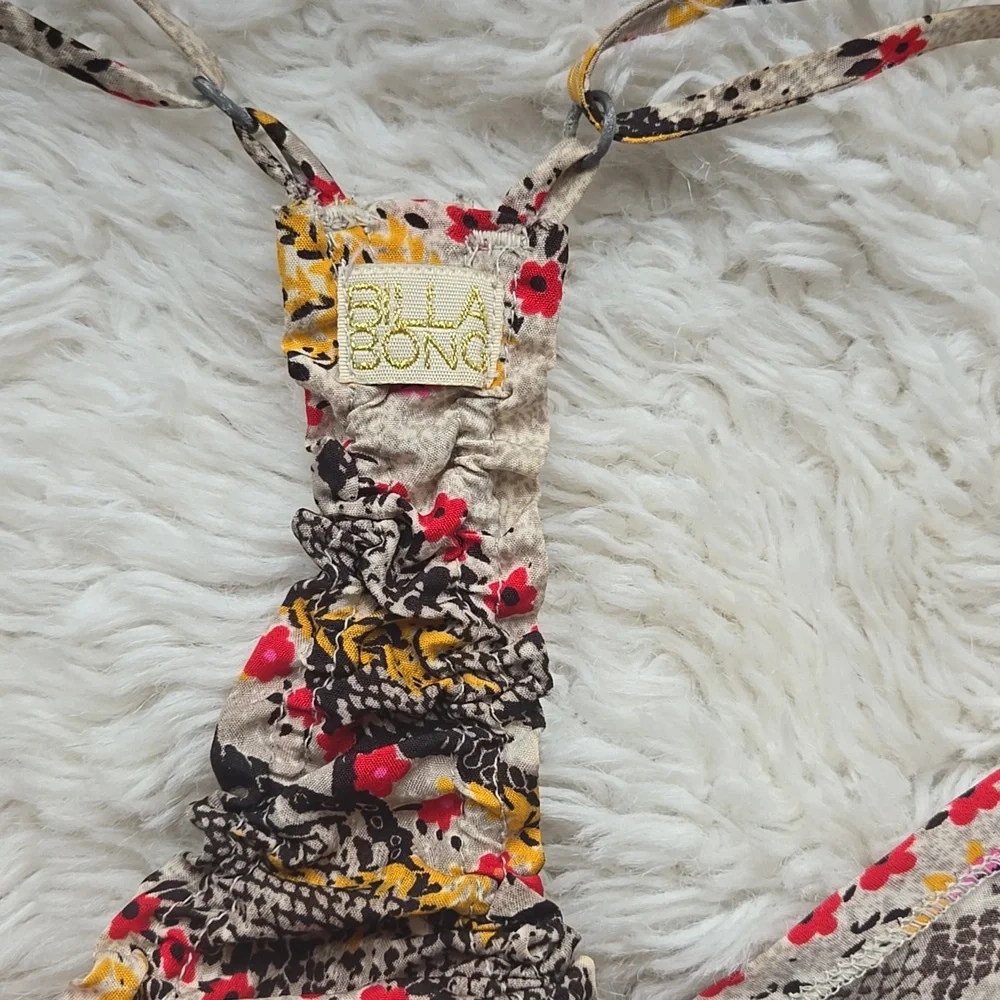 Billabong Designers Closet Satiny Snakeskin Floral Racerback Tank Small - Picture 6 of 9